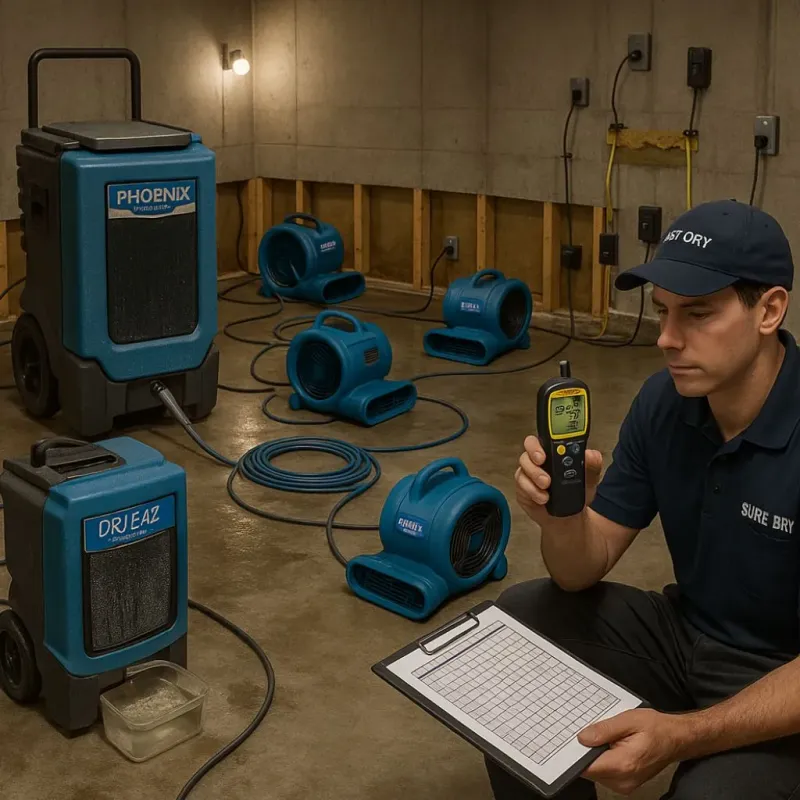 Structural Drying and Dehumidification process in Kings Grant, NC